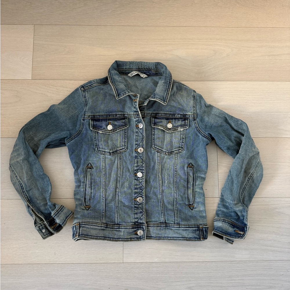 Zara Z1975 Denim Trucker Jacket Womens Small Blue Denim